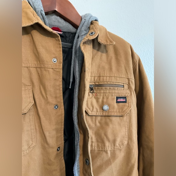 Dickies Lined Hooded Zip Snap Jacket - Tan / Gray - Men’s L - Picture 4 of 8